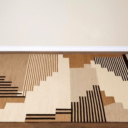 Minimalist Handmade Natural Cotton Dhurrie For Living Room